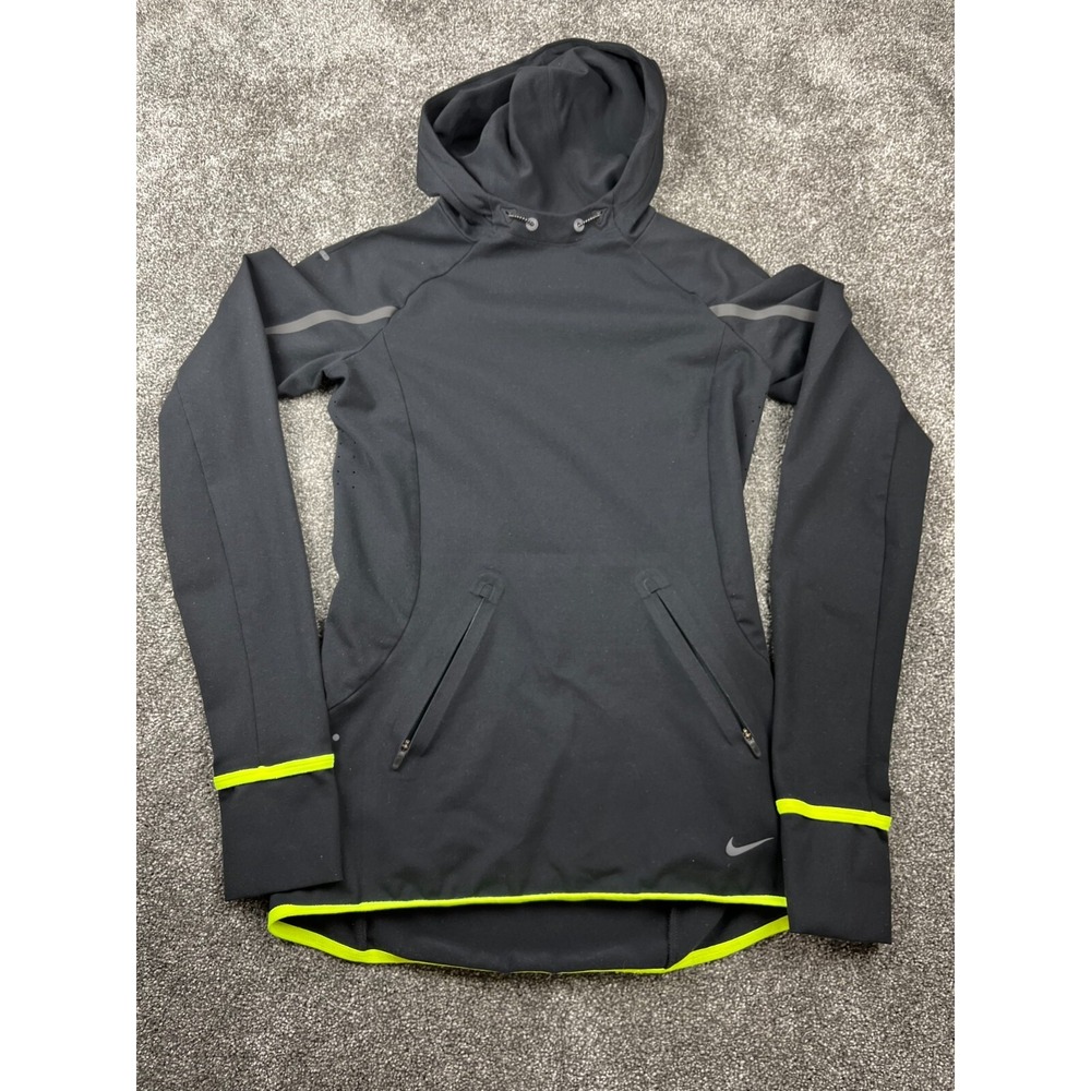 Nike Luxe Hoodie Womens Extra Small Dri-Fit Premium Pullover Running‎ Black